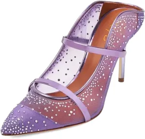 XYD Women's Stylish Heeled Mule Pointed Toe Dual Straps Slip On Slides Sandals Slim Heels Bridal Party Evening Dress Pumps Shoes