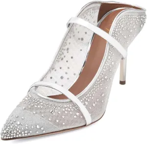 XYD Women's Stylish Heeled Mule Pointed Toe Dual Straps Slip On Slides Sandals Slim Heels Bridal Party Evening Dress Pumps Shoes