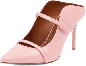 XYD Women's Stylish Heeled Mule Pointed Toe Dual Straps Slip On Slides Sandals Slim Heels Bridal Party Evening Dress Pumps Shoes