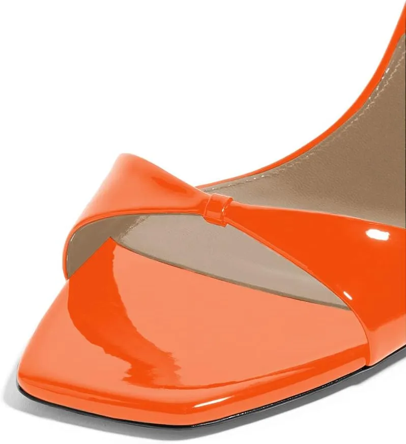 YDN Women Peep Toe Ankle Straps Pumps Cone Mid Heel Sandals Buckled Glossy Shoes
