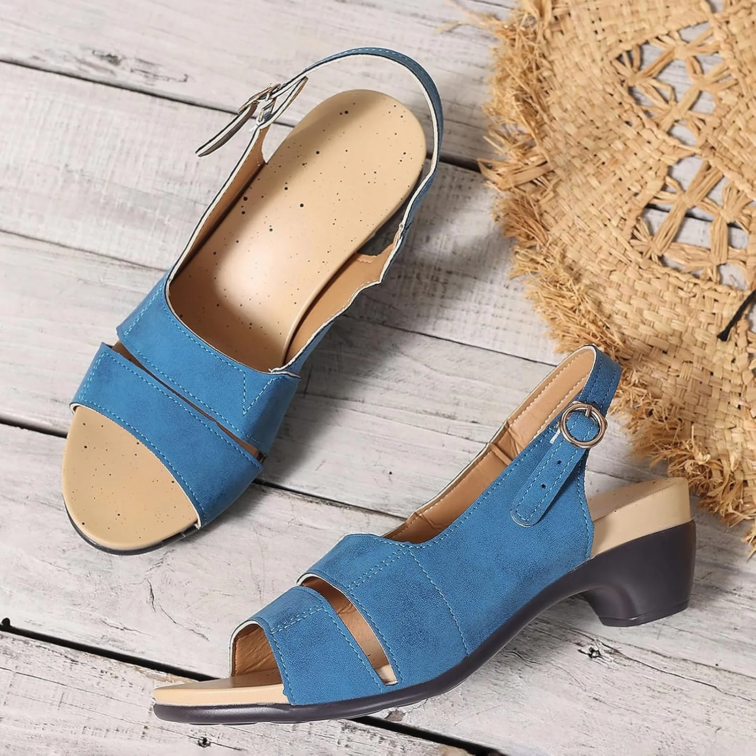 Yifare Sandals for Women,Women's Ultra-Comfy Casual Flat Orthotic Sandals,Summer Fallow One-Word Buckle Shoes