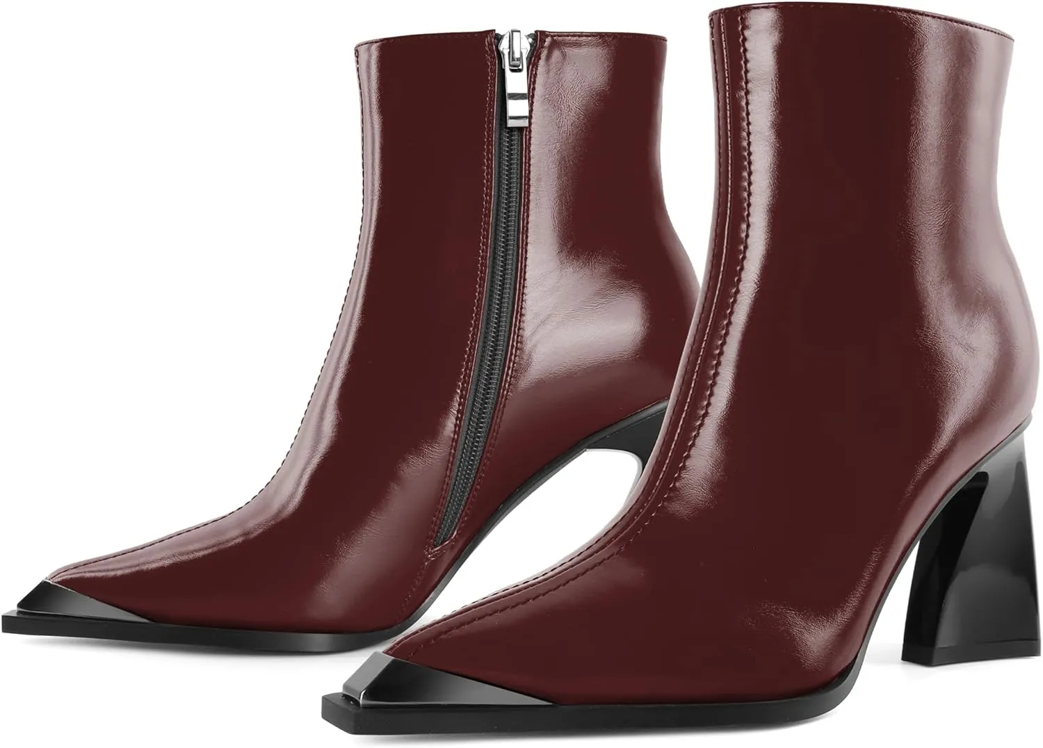 YODEKS Womens Ankle 3.3 Inch Heel Chunky Boots Side Zipper Boots Size 5-13