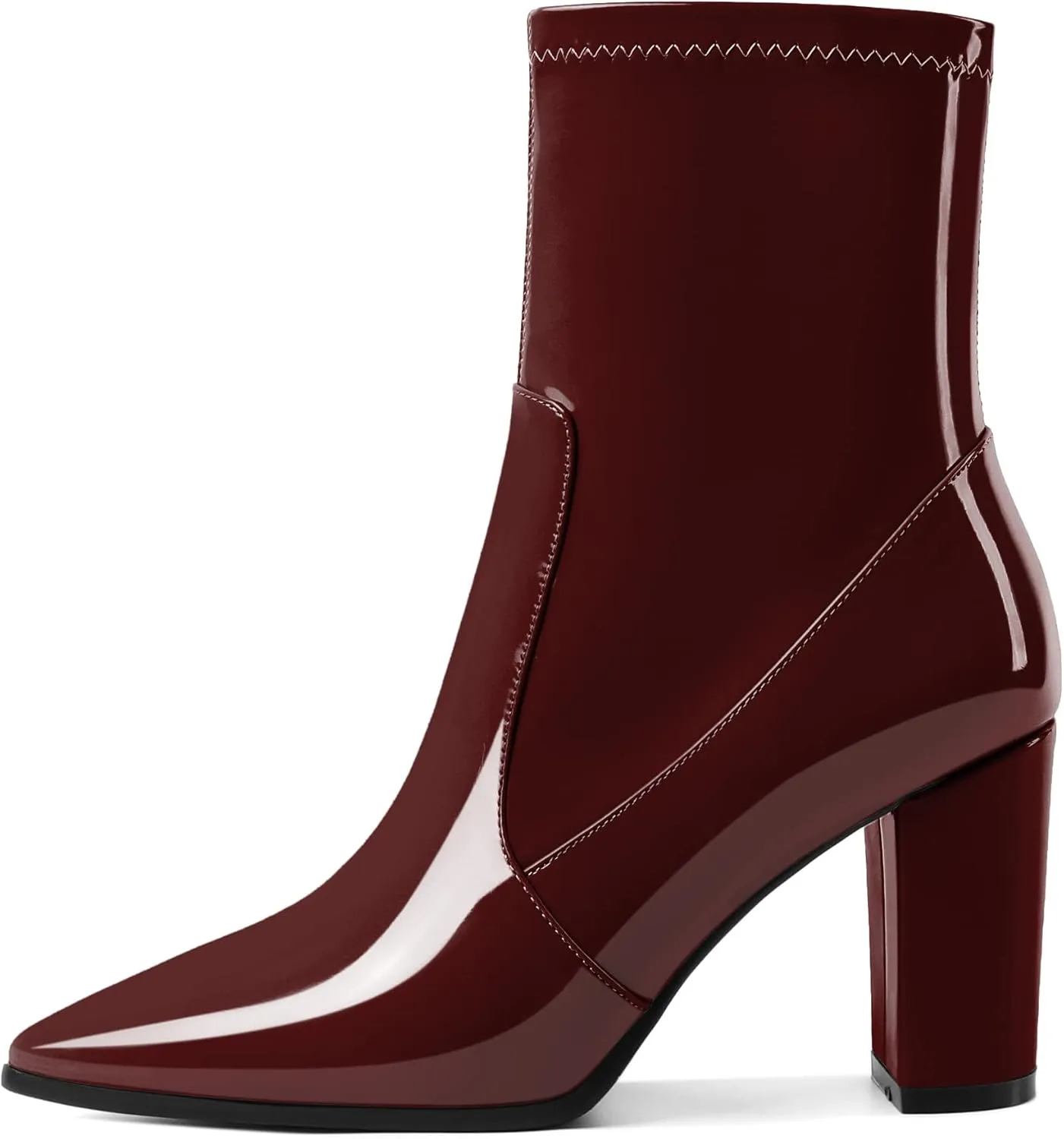 YODEKS Women's Chunky Block Heel Boots Pointed Toe High Heel Ankle Boots Side Zipper Short Mid Calf Booties Shoes