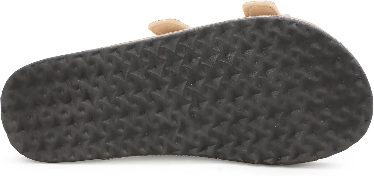 YOKI GIENNA-50Y Girls Sandals with Rhinestone-Encrusted Buckles, Cushioned Cork Footbed Flats, Girls Summer Sandals