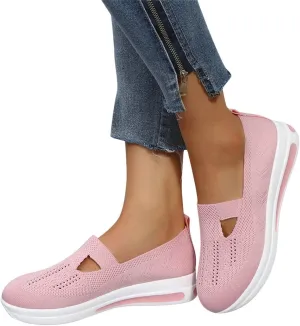 ZBYY Women's Comfort Walking Shoes,Summer Breathable Knitted Lightweight Slip On Sneaker Working Casual Nurse Sneakers