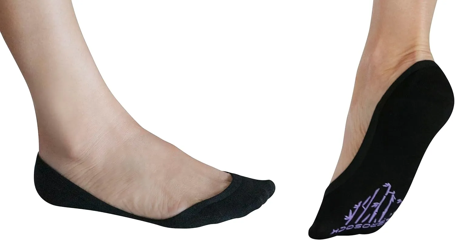 ZeroSock Bamboo Viscose Flats Invisible Socks For Heels With Mesh Ventilation with Anti-Slip Gel Heel Grip (4 Pairs Per Box)