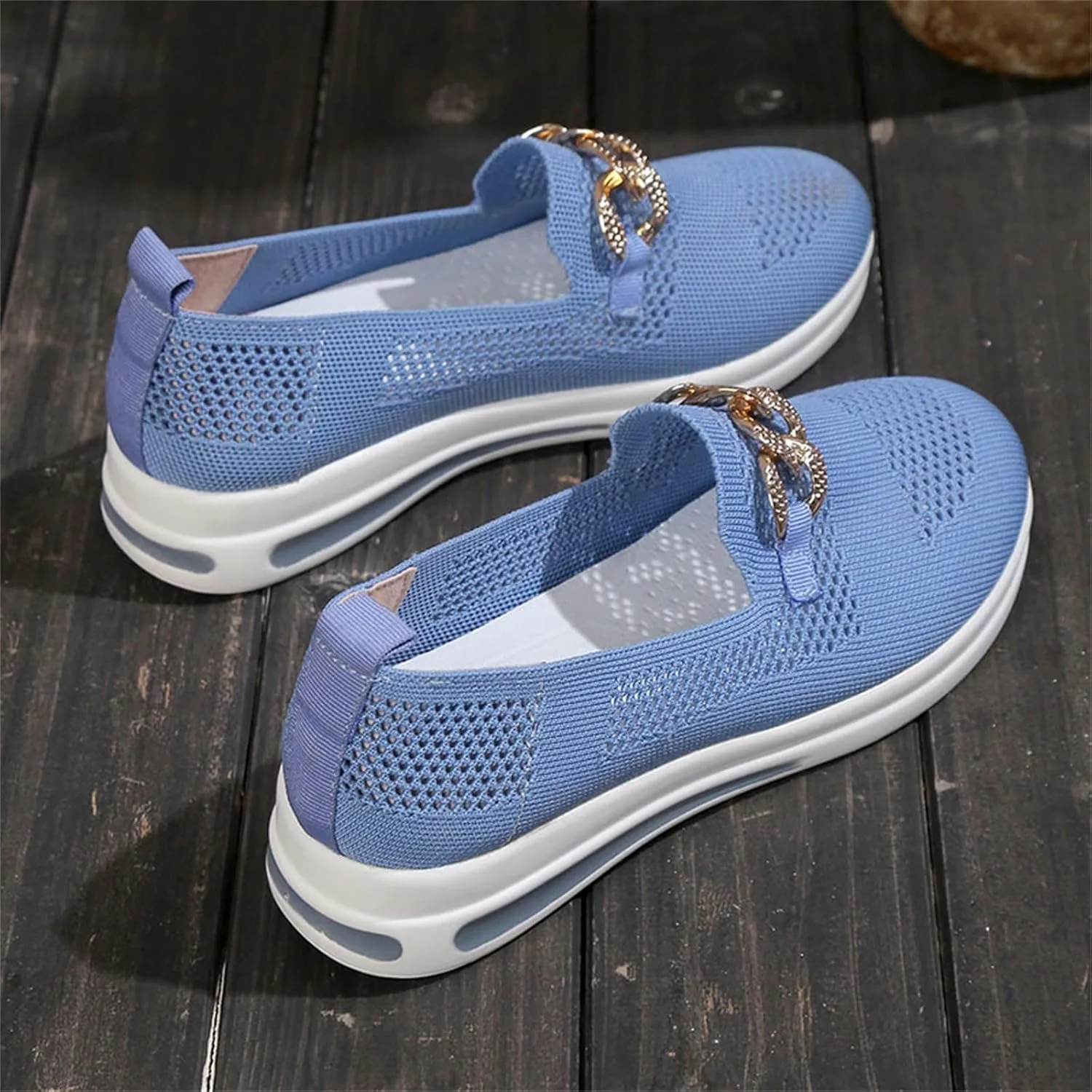 ZSpzx Loafers for Women Air Cushioned Mesh Flat Breathable Comfort Walking Sneakers Low Top Slip on Arch Support Casual Boat Shoes Elastic Athletic Shoe for Jogging Running Daily Wear