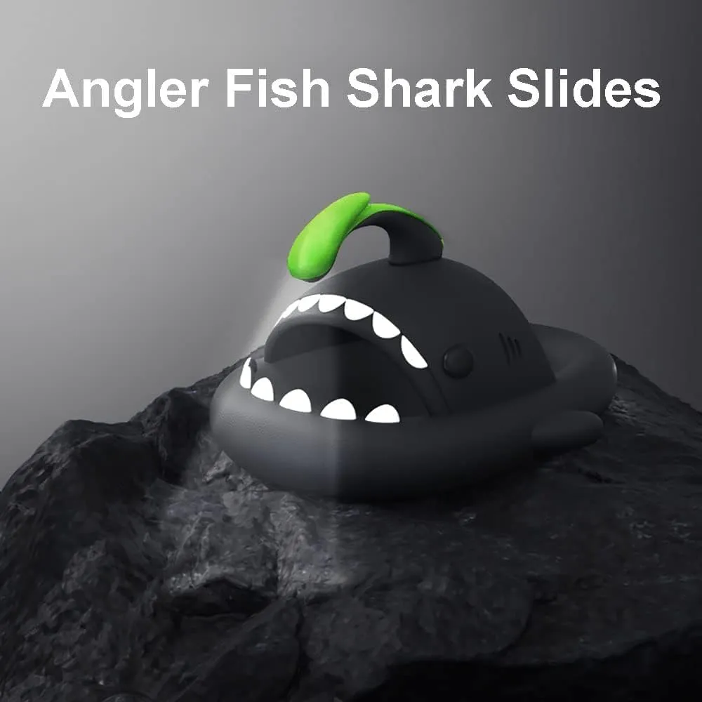 Zureto Angler Fish Shark Slides, Cloud AnglerFish Slides, Original Shark Sandals Super Soft Glow In The Dark