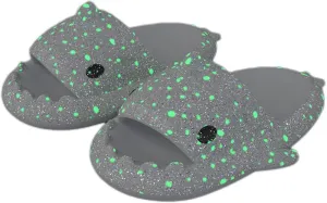 Zureto Galaxy Shark Slides, 3D Shark Slides Glow in the Dark, Thick Sole Anti-slip Open Toe Shark Slippers Sandals