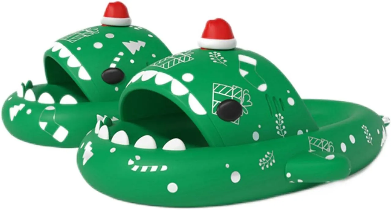 Zureto Galaxy Shark Slides, 3D Shark Slides Glow in the Dark, Thick Sole Anti-slip Open Toe Shark Slippers Sandals