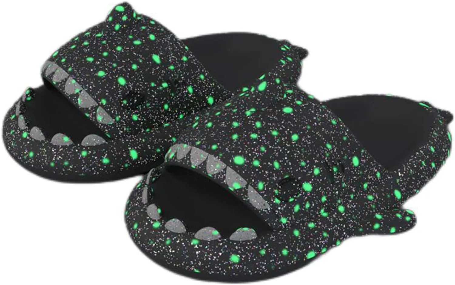 Zureto Galaxy Shark Slides, 3D Shark Slides Glow in the Dark, Thick Sole Anti-slip Open Toe Shark Slippers Sandals