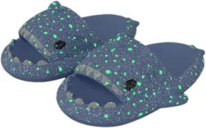 Zureto Galaxy Shark Slides, 3D Shark Slides Glow in the Dark, Thick Sole Anti-slip Open Toe Shark Slippers Sandals