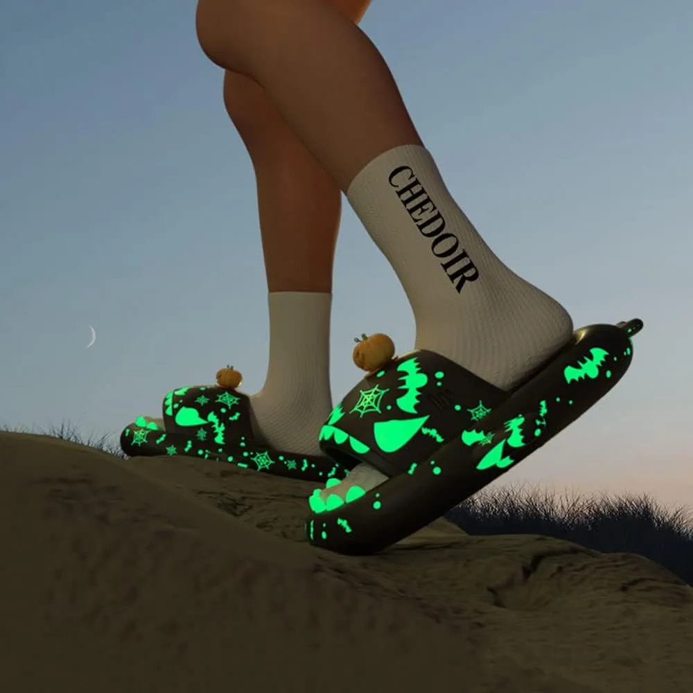 Zureto Galaxy Shark Slides, 3D Shark Slides Glow in the Dark, Thick Sole Anti-slip Open Toe Shark Slippers Sandals