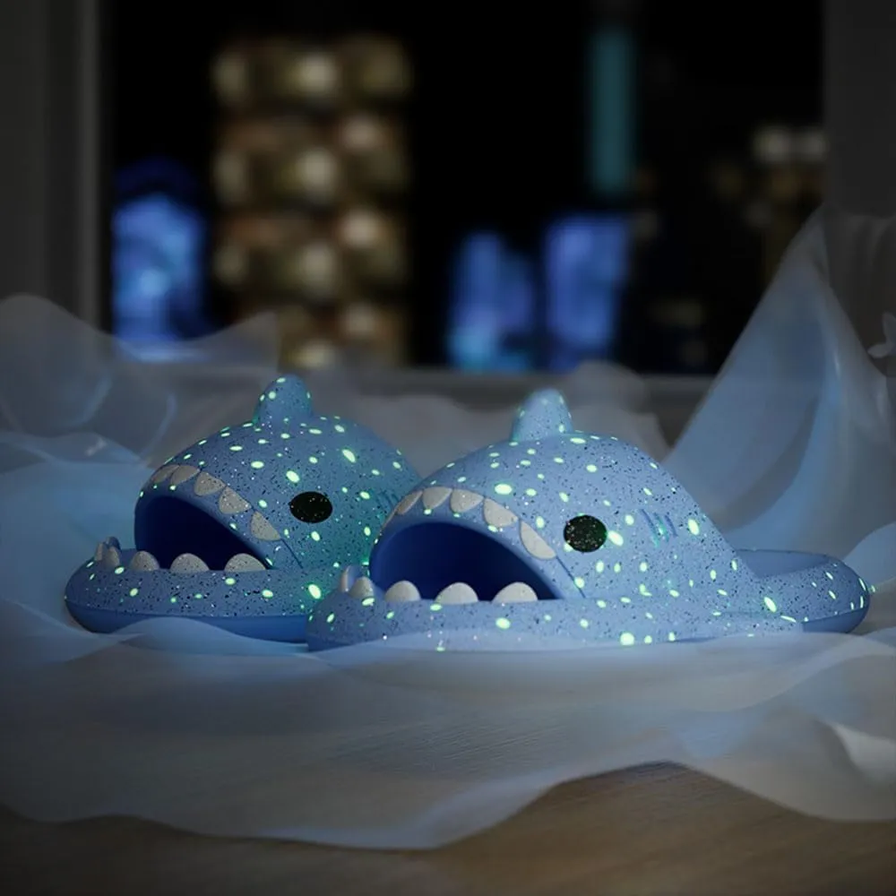 Zureto Galaxy Shark Slides, 3D Shark Slides Glow in the Dark, Thick Sole Anti-slip Open Toe Shark Slippers Sandals
