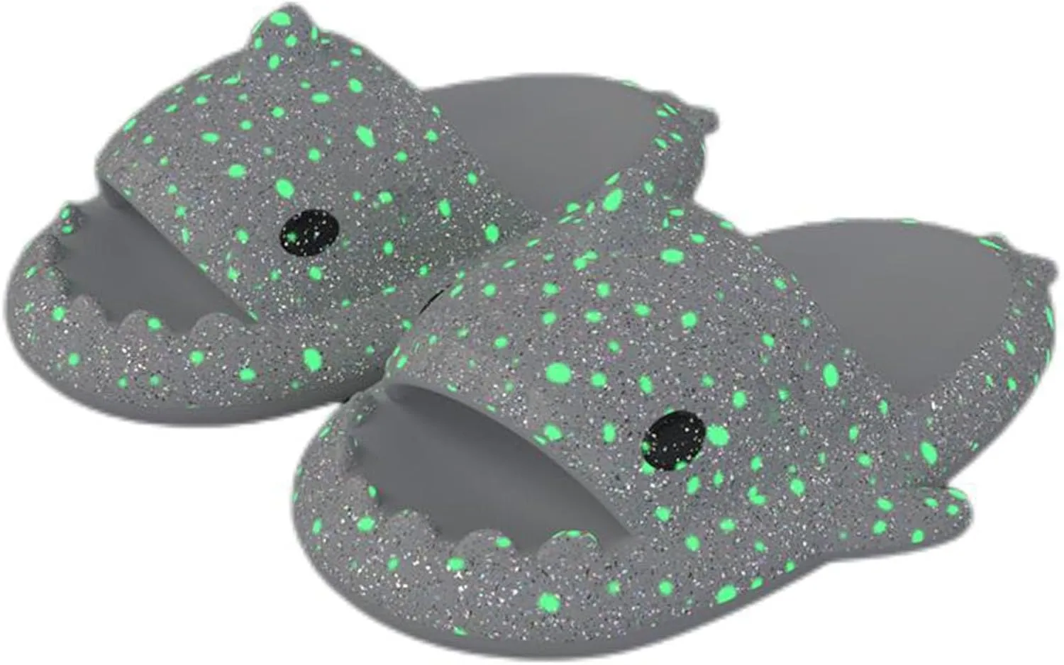 Zureto Galaxy Shark Slides, 3D Shark Slides Glow in the Dark, Thick Sole Anti-slip Open Toe Shark Slippers Sandals