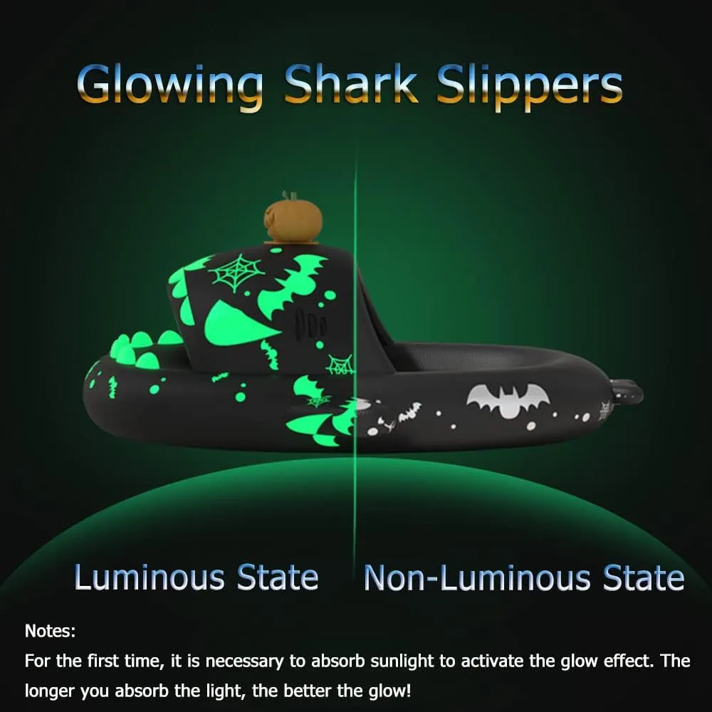 Zureto Galaxy Shark Slides, 3D Shark Slides Glow in the Dark, Thick Sole Anti-slip Open Toe Shark Slippers Sandals