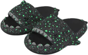 Zureto Galaxy Shark Slides, 3D Shark Slides Glow in the Dark, Thick Sole Anti-slip Open Toe Shark Slippers Sandals