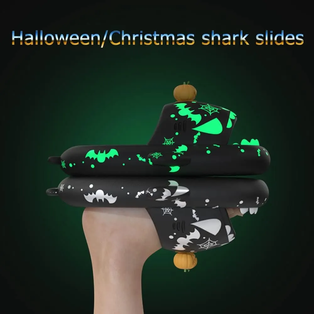 Zureto Galaxy Shark Slides, 3D Shark Slides Glow in the Dark, Thick Sole Anti-slip Open Toe Shark Slippers Sandals