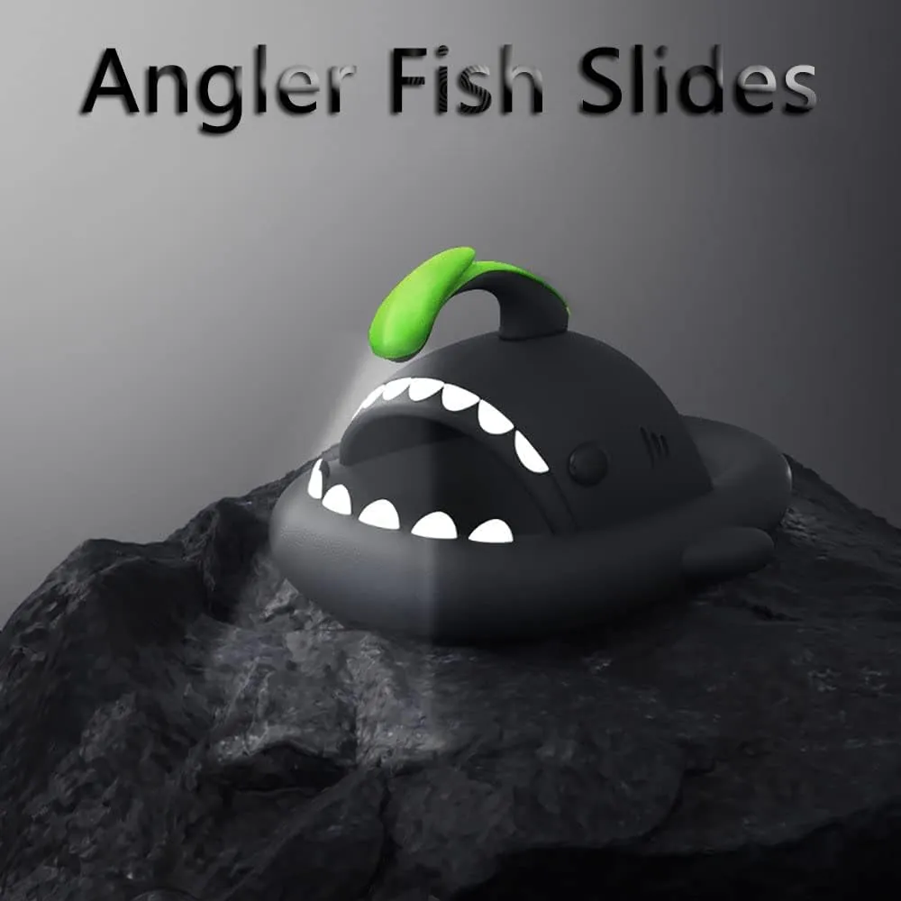 Zureto Galaxy Shark Slides, 3D Shark Slides Glow in the Dark, Thick Sole Anti-slip Open Toe Shark Slippers Sandals
