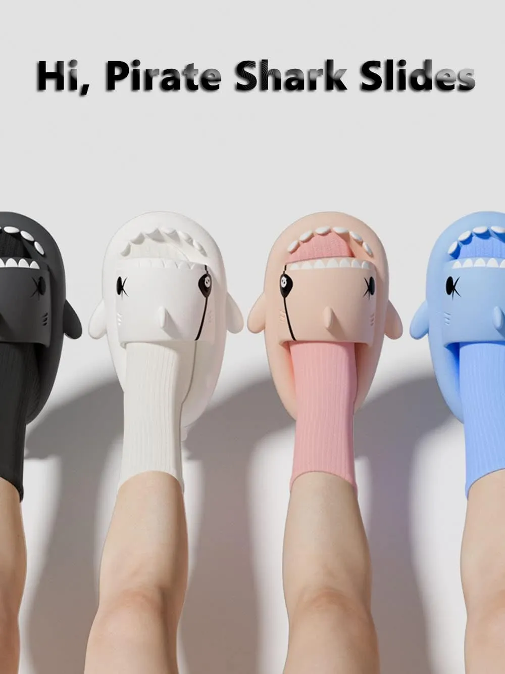 Zureto Pirate Shark Slides, Original Cloudy Shark Slippers Sandals, Summer Anti-Slip Open Toe Beach Slippers