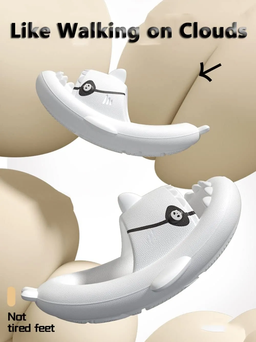 Zureto Pirate Shark Slides, Original Cloudy Shark Slippers Sandals, Summer Anti-Slip Open Toe Beach Slippers