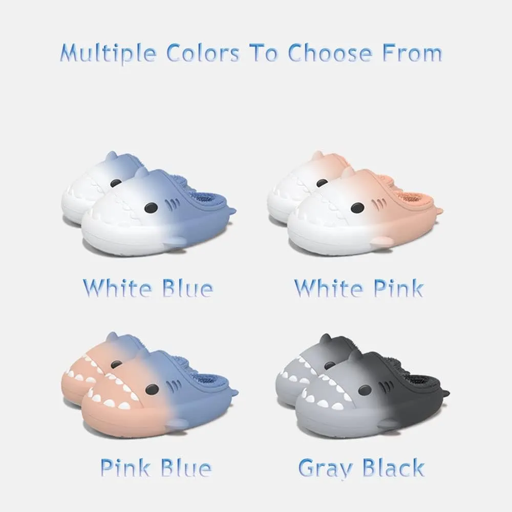 Zureto Shark Slides Winter, Adults and Kids Winter Plush Warm Slippers, Soft Comfy Shark Slippers