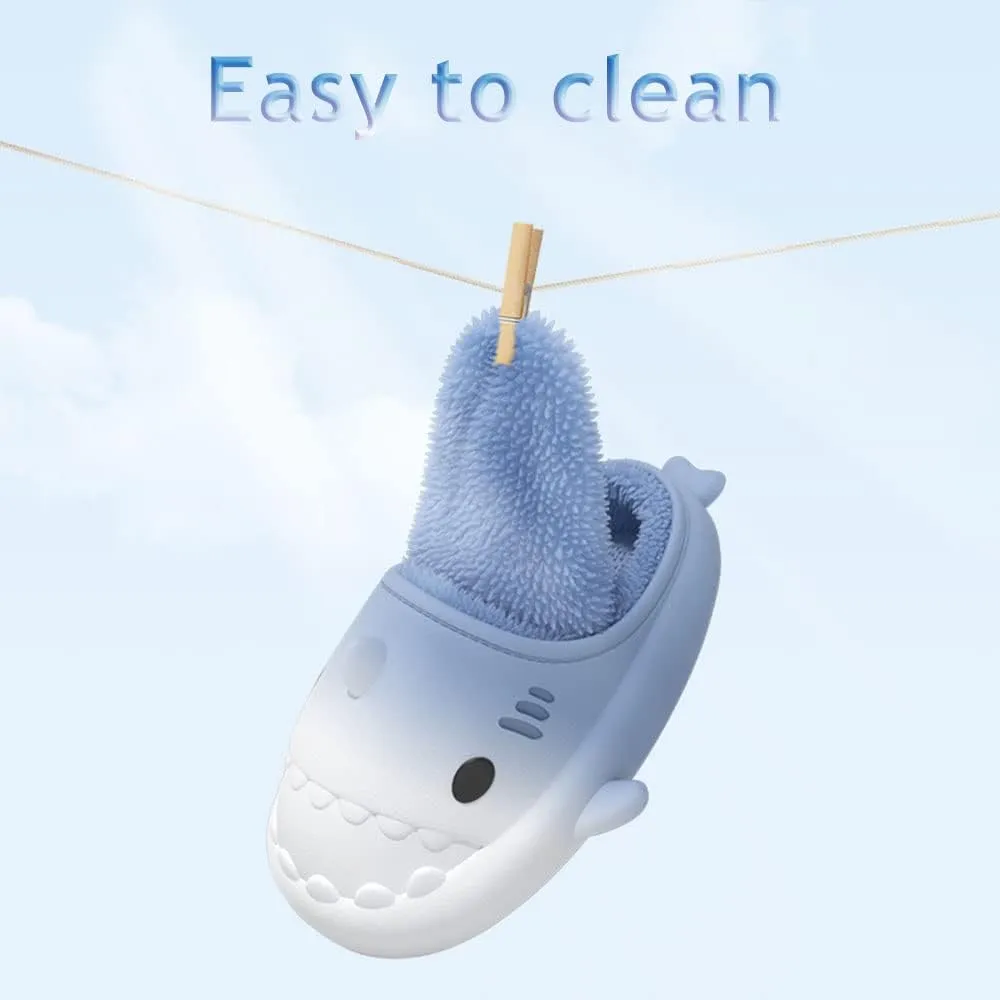 Zureto Shark Slides Winter, Adults and Kids Winter Plush Warm Slippers, Soft Comfy Shark Slippers